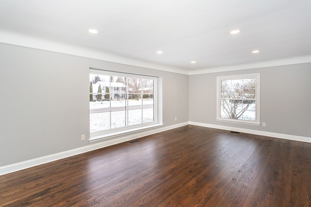 empty room featuring dark hardwood / wood-style floors