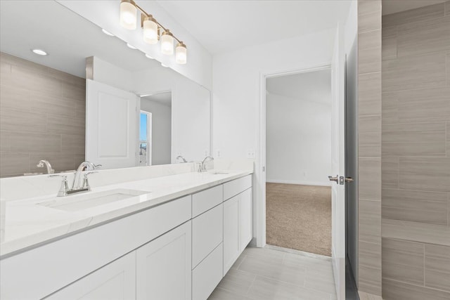 bathroom featuring vanity and tile patterned floors