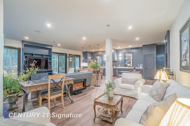 living room featuring light hardwood / wood-style floors