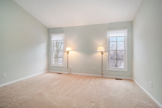 carpeted spare room featuring a wealth of natural light