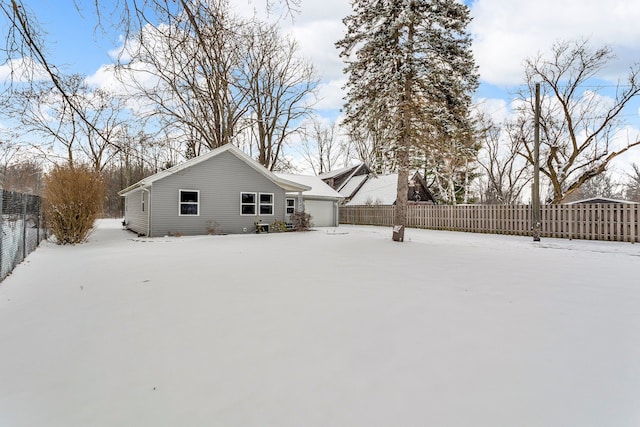 exterior space featuring a garage