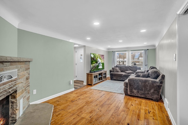 living room with light wood-type flooring