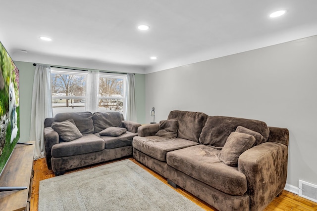 living room featuring light wood-type flooring