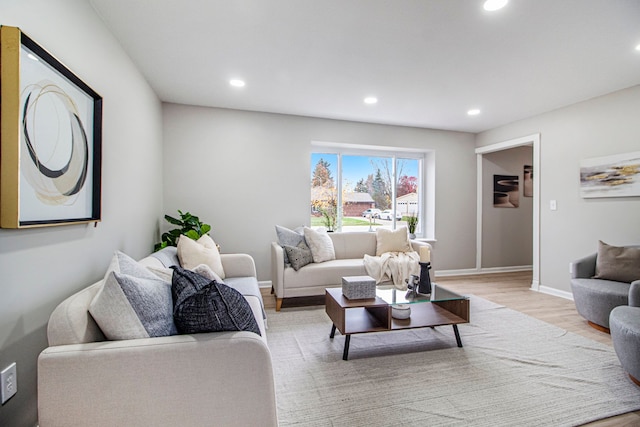 living room featuring light wood-type flooring