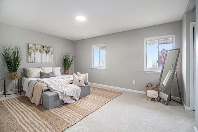 bedroom featuring carpet and multiple windows