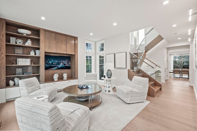 living room featuring light hardwood / wood-style flooring