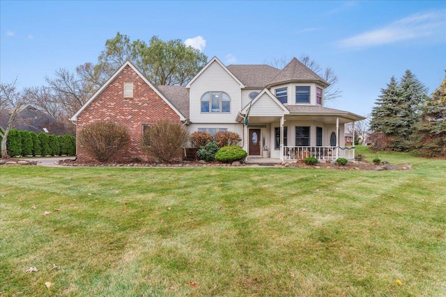 view of front of house featuring a front yard and a porch