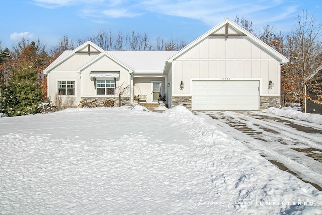 view of front of property with a garage