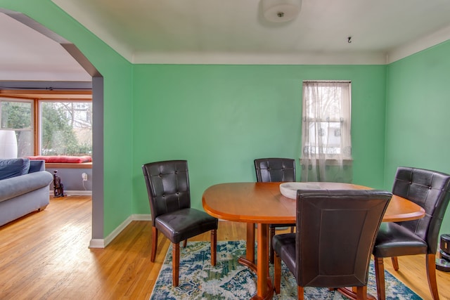 dining space featuring light hardwood / wood-style flooring