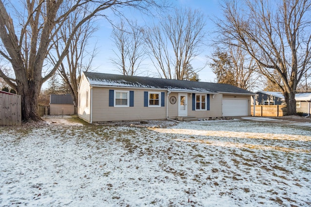 single story home featuring a garage