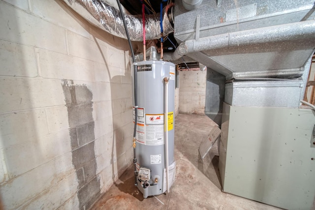 utility room with water heater