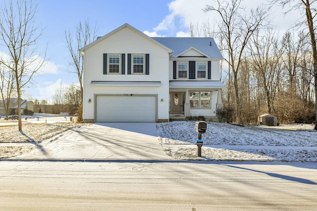 front facade with a garage