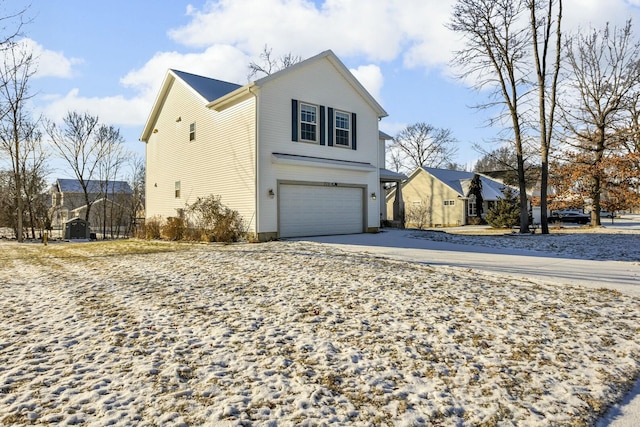 view of property exterior with a garage