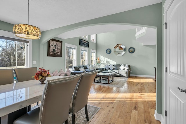 dining area with light hardwood / wood-style floors