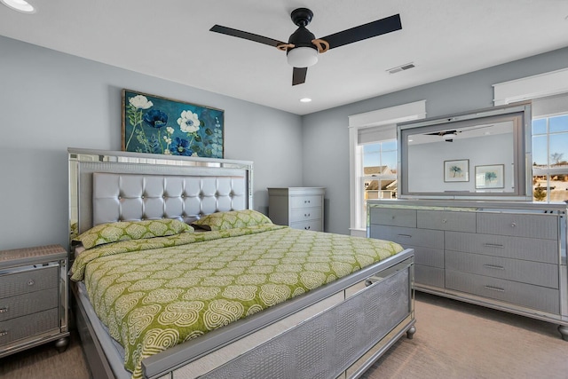 bedroom featuring ceiling fan