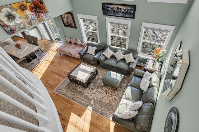 living room with hardwood / wood-style flooring