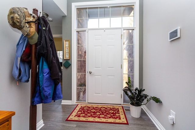 entryway featuring dark wood-type flooring