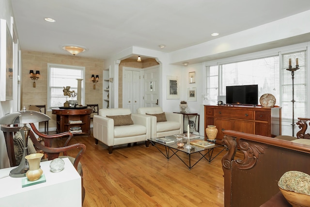 living room featuring light hardwood / wood-style floors