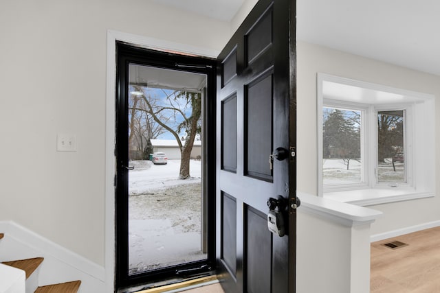 entryway featuring light hardwood / wood-style floors