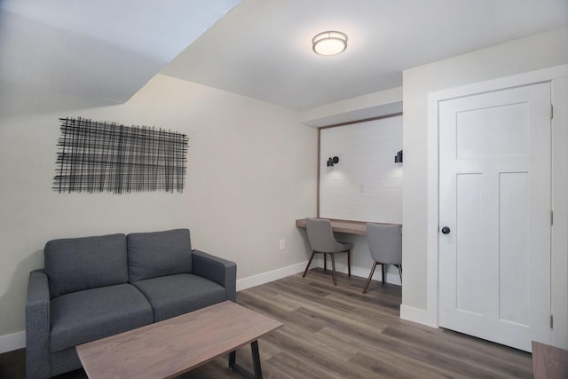 living area with wood-type flooring