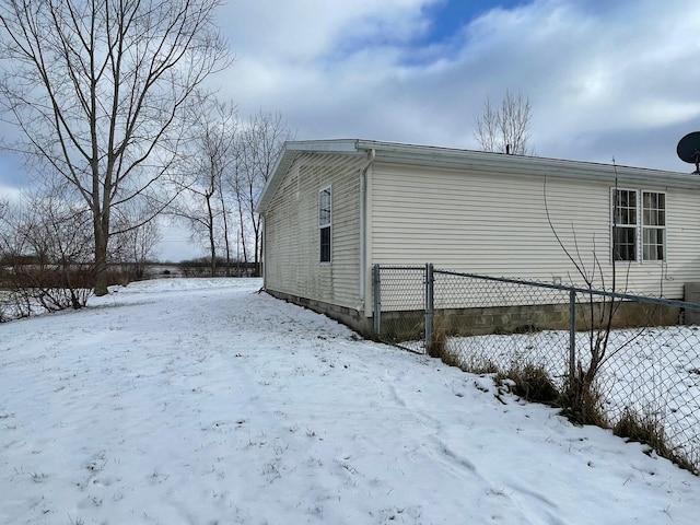 view of snow covered exterior