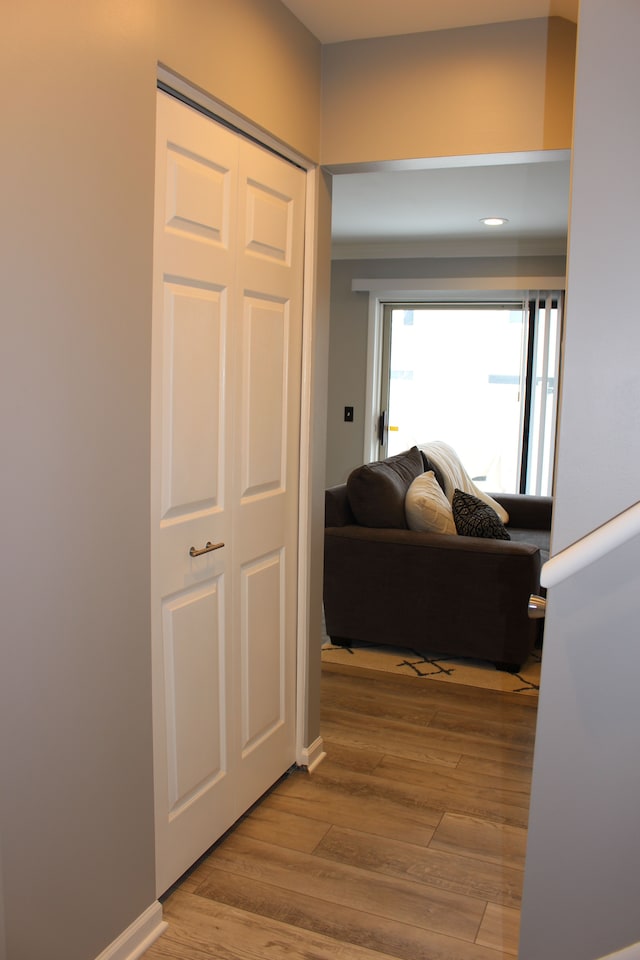 hallway featuring light hardwood / wood-style floors