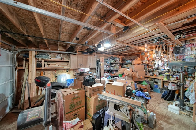 basement featuring a workshop area