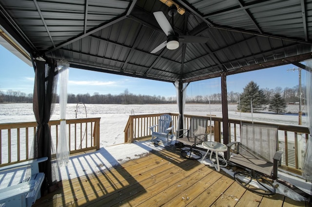 dock area featuring a gazebo and a deck