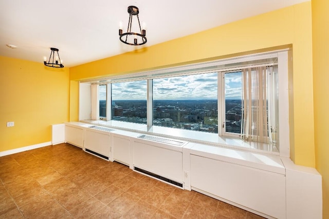 interior space with a chandelier