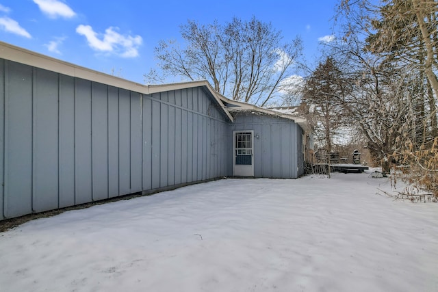 view of snow covered exterior