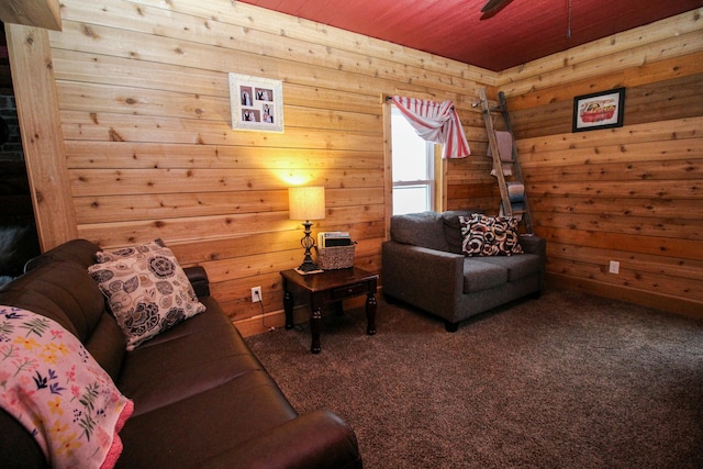 living room featuring carpet