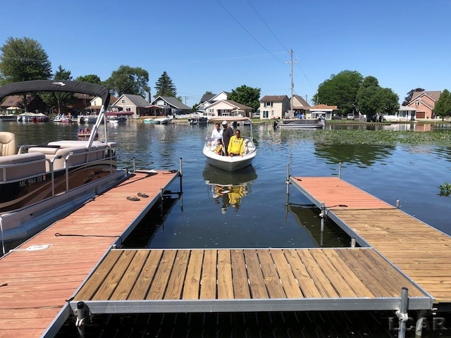 view of dock featuring a water view