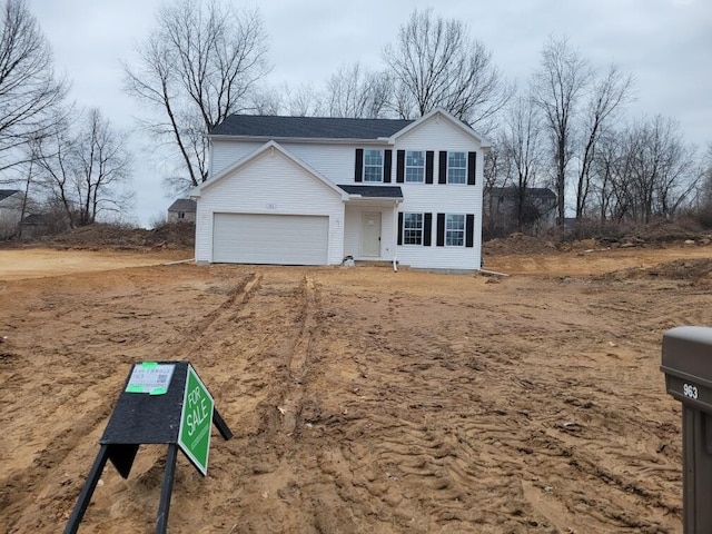 traditional-style house with dirt driveway