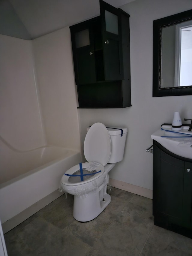 full bathroom featuring vanity, toilet, and shower / tub combination