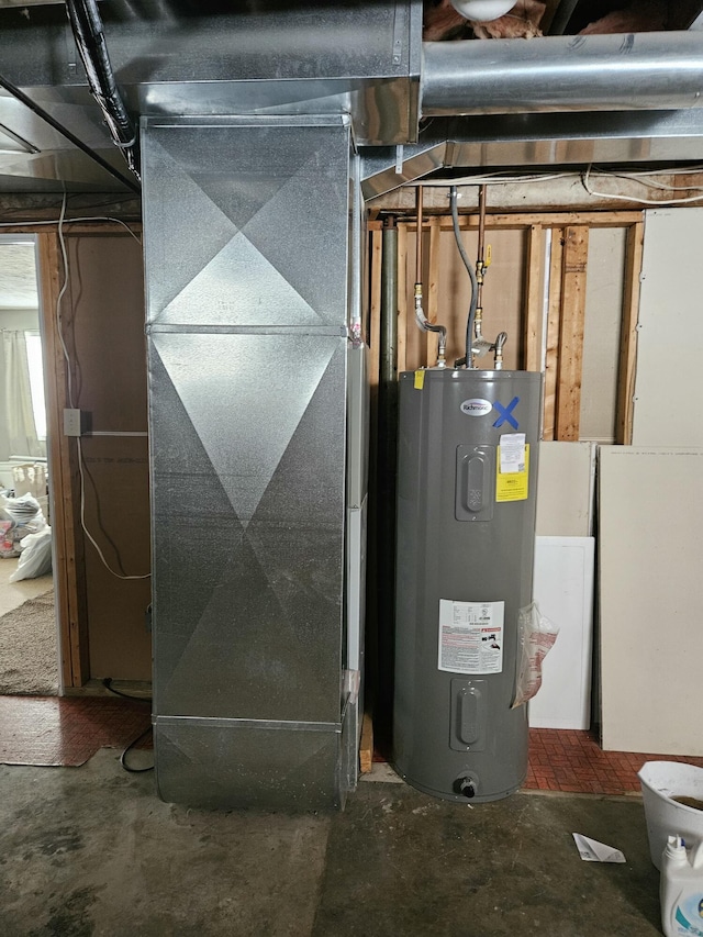 utility room featuring electric water heater