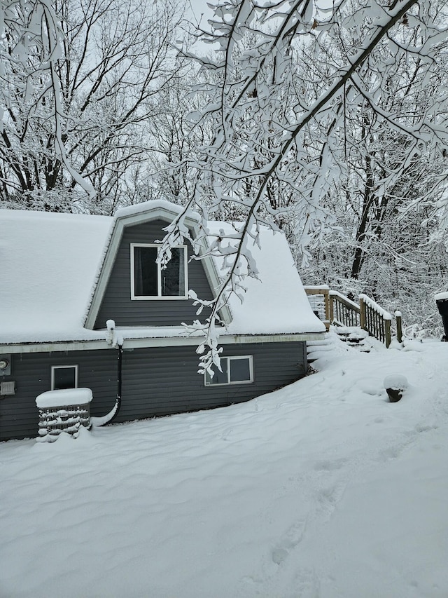 view of snow covered exterior