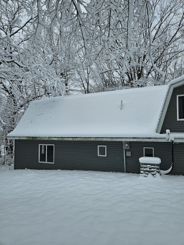 view of snow covered exterior