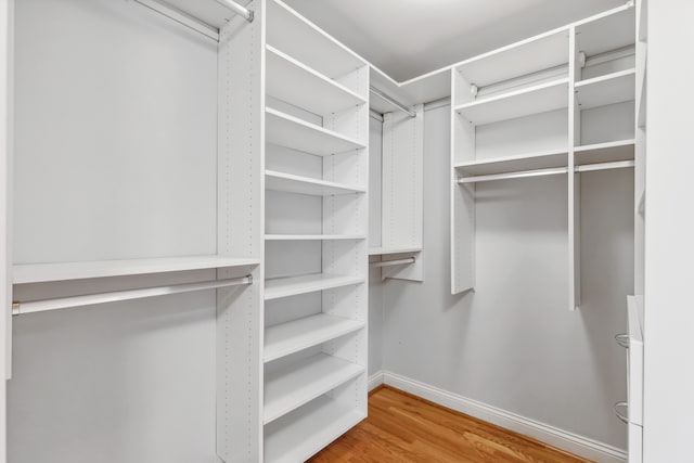 spacious closet featuring light wood-type flooring