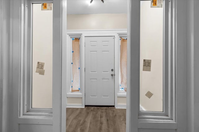 entrance foyer with dark hardwood / wood-style floors