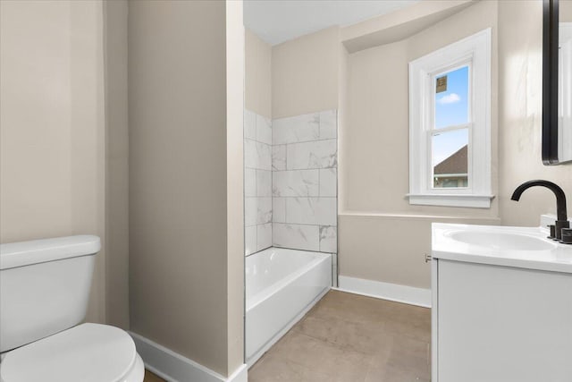 full bathroom with tile patterned flooring, shower / washtub combination, vanity, and toilet