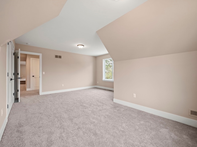 additional living space featuring light carpet