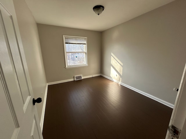 spare room with dark hardwood / wood-style floors