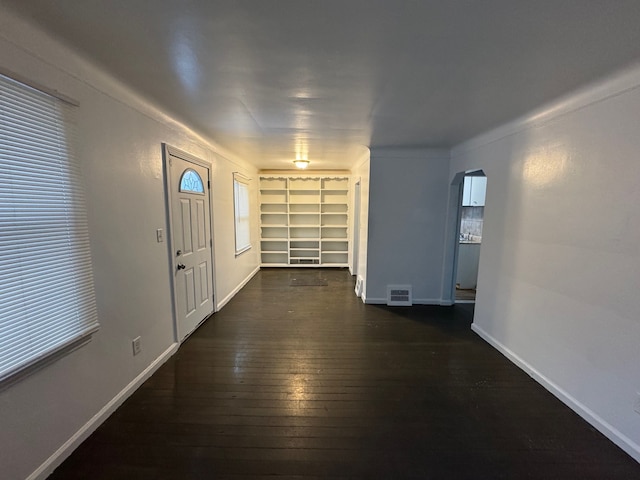 entryway featuring dark wood-type flooring