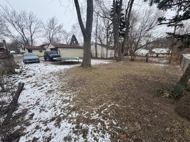 view of yard covered in snow