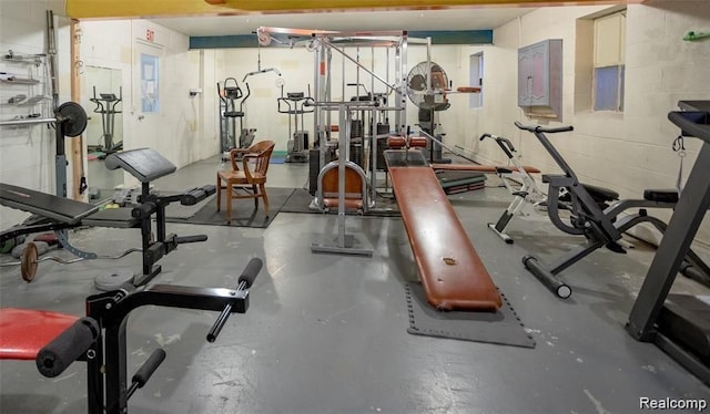 gym with electric panel