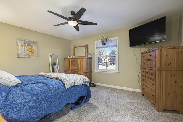 bedroom with carpet flooring and ceiling fan