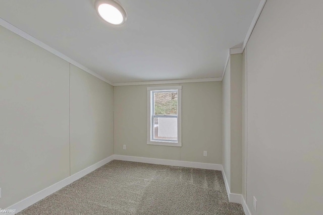 unfurnished room with carpet and crown molding