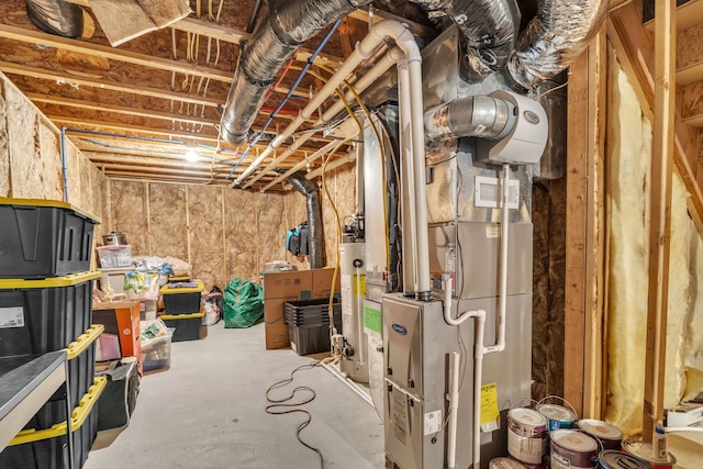 basement with gas water heater