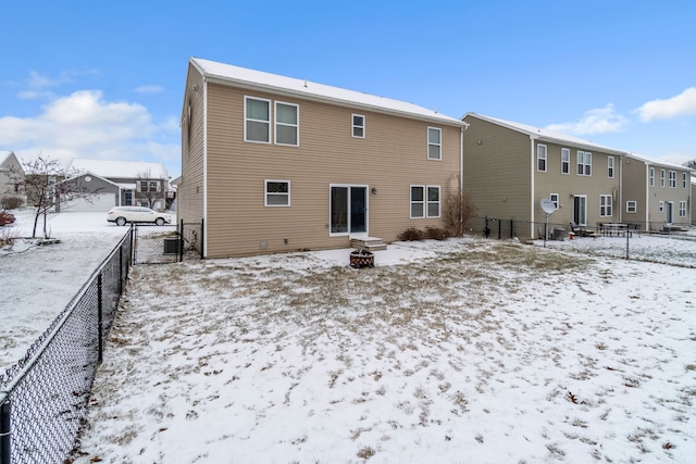 view of snow covered property