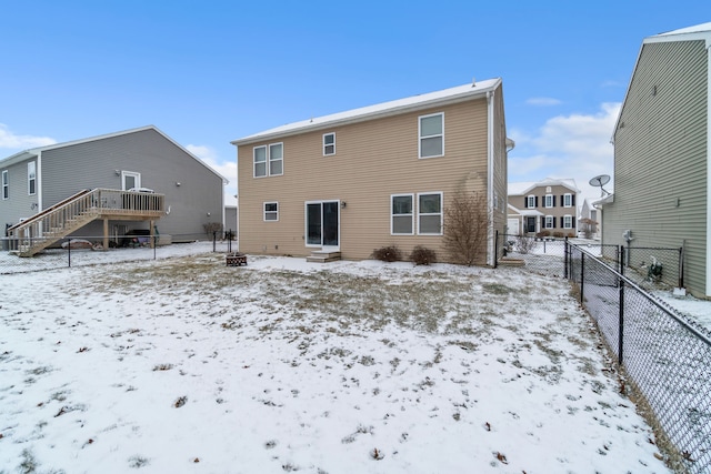 view of snow covered property